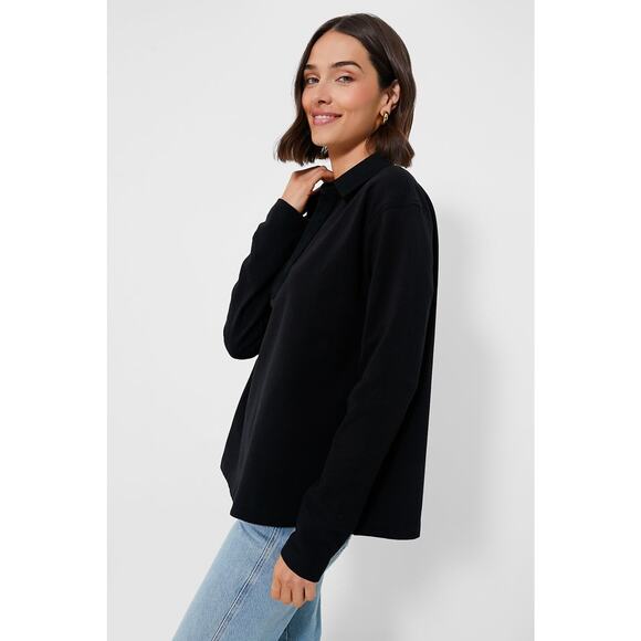 POMANDER PLACE Black Bradley Knit Polo Popover Size XS NWT - Picture 6 of 8